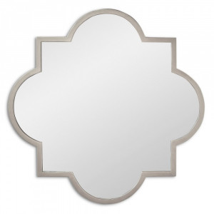Зеркало в серебряной фигурной раме Clover Silver (Кловер) Svart 70*70 см